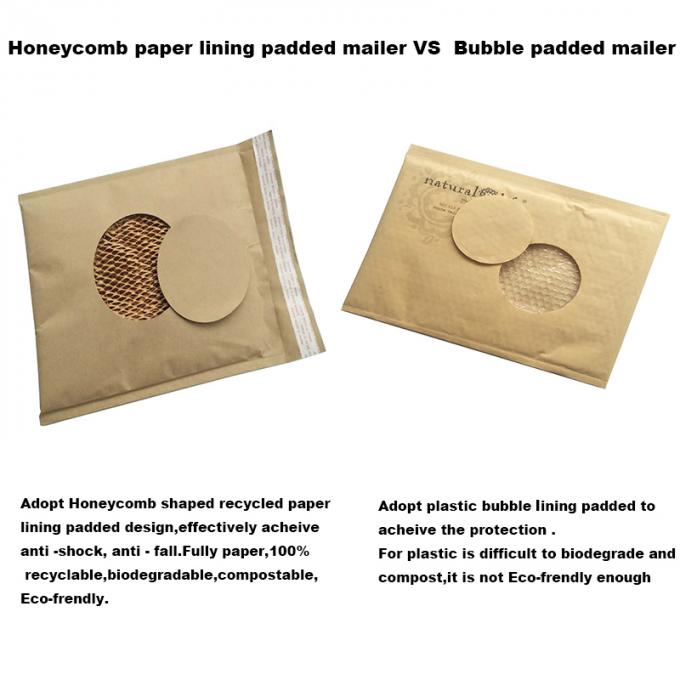 Papier fait sur commande entièrement de papier de Logo Mailing Bag Cellular Shaped emballage rayant l'enveloppe capitonnée de Brown pour l'expédition