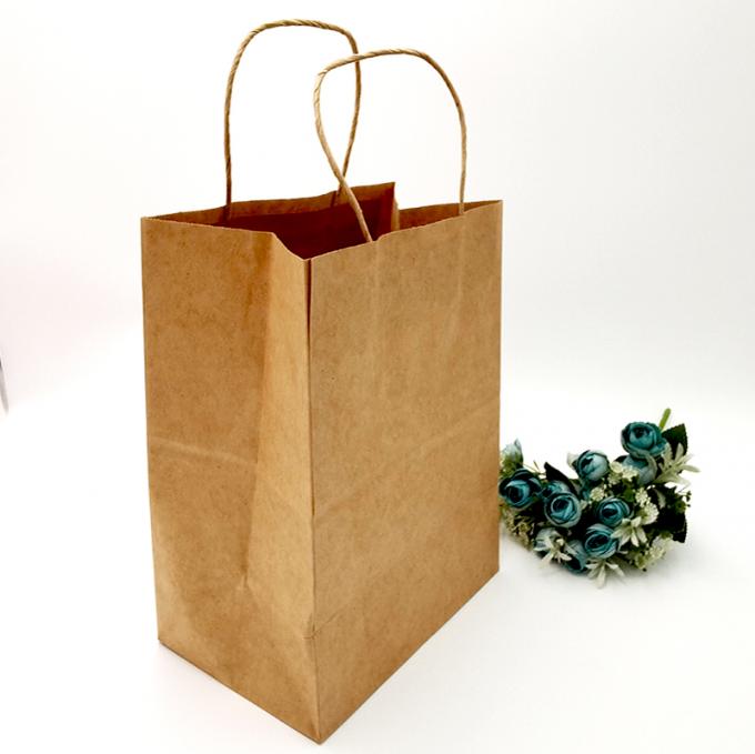 Sac d'emballage en papier Kraft Sac cadeau artisanat magasinage sac biodégradable avec poignée tordue 0