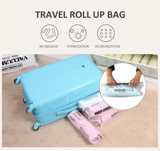 Sac de voyage à vide personnalisé sac de rangement en plastique d'emballage à main sac à vide à rouleaux avec fermeture à glissière pour bagages 0