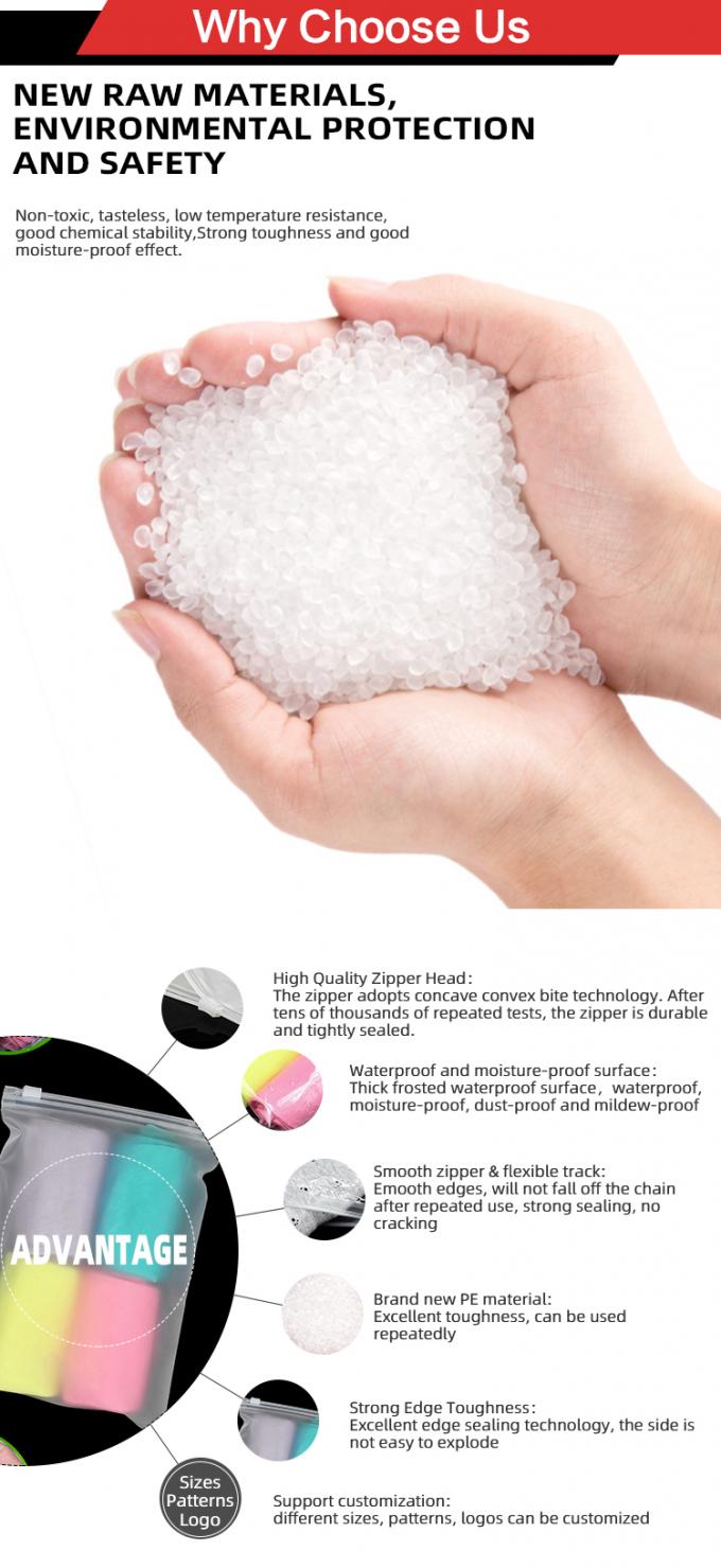 Impression personnalisée Sacs en plastique à fermeture à glissière ré-fermables respectueux de l'environnement avec poignée pour vêtements Sacs d'emballage 10