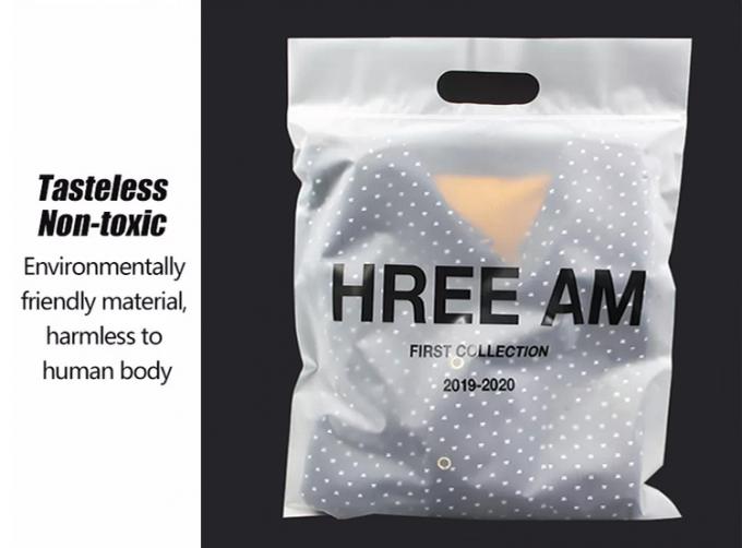 Impression personnalisée Sacs en plastique à fermeture à glissière ré-fermables respectueux de l'environnement avec poignée pour vêtements Sacs d'emballage 0