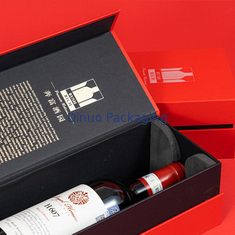 Boîte-cadeau rouge fait sur commande de paquet imprimé par or chaud fait sur commande de vin blanc de boîte de papier pour la livraison