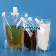 L'impression faite sur commande de gravure tiennent la boisson transparente Juice Spout Pouch de poches liquides