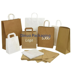 Sacs en papier brun kraft à main plate emballage alimentaire sacs à emporter