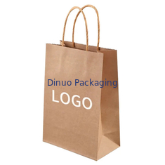 Logo imprimé sur mesure Blanc marron cadeau de magasinage Sac en papier kraft avec poignée tordue