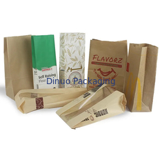Taille personnalisée de nourriture à fond plat, sac en papier kraft mince, sans poignée avec logo
