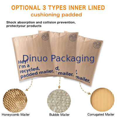 Enveloppe en papier kraft compostable sur mesure, recyclable à 100%, biodégradable, en faisceau de miel, rembourré, emballage d'expédition, sacs à lettres