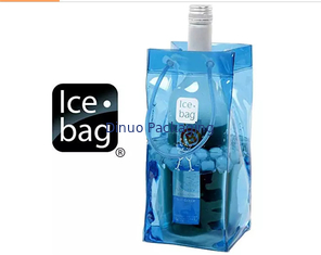 Sacs d'emballage de PVC de poignée de ficelle de sécurité, sacs en plastique réutilisables de refroidisseur de vin