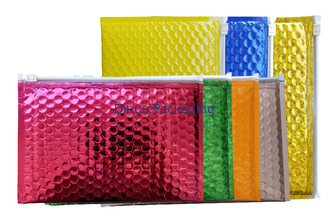 Enveloppes de expédition capitonnées olographes métallisées roses multifonctionnelles de film de la coutume A5 de sacs à bulles de tirette
