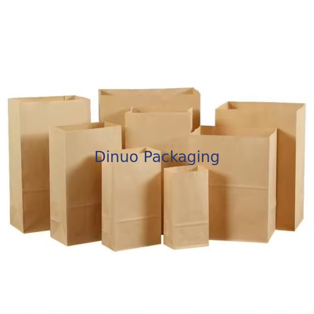 Taille personnalisée Sacs en papier kraft brun jetables pour le pain, les sandwichs et les aliments à fond plat