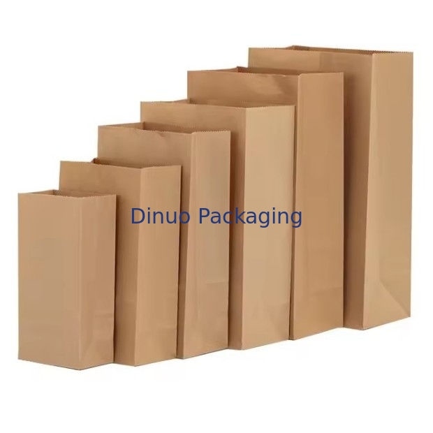Taille personnalisée Sacs en papier kraft brun jetables pour le pain, les sandwichs et les aliments à fond plat