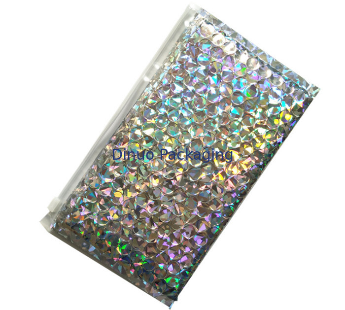 Silver Decorative Holographic Bubble Mailers Custom Printing Color Design