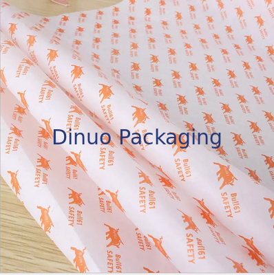 Emballage de papier de soie imprimé personnalisé par logo orange pour le cadeau facial de guirlande de mariage de fleur