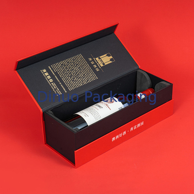 Boîte-cadeau rouge fait sur commande de paquet imprimé par or chaud fait sur commande de vin blanc de boîte de papier pour la livraison
