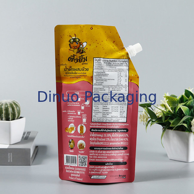 Poche en plastique biodégradable faite sur commande Straw Fruits Juice Pouch Bag de bec de papier d'aluminium