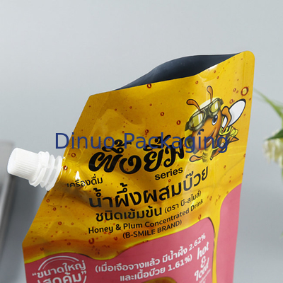 Poche en plastique biodégradable faite sur commande Straw Fruits Juice Pouch Bag de bec de papier d'aluminium