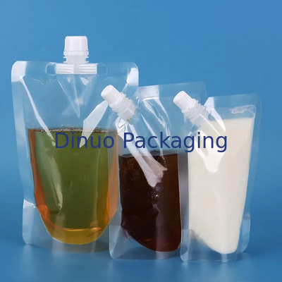 L'impression faite sur commande de gravure tiennent la boisson transparente Juice Spout Pouch de poches liquides