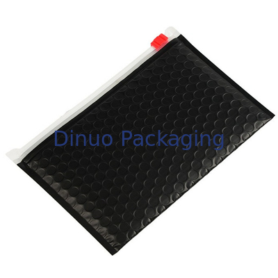 Sac à fermeture à glissière noir, sac poly à bulles avec logo personnalisé