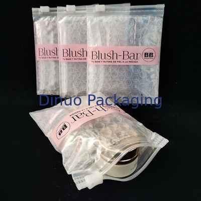 Résistance aux chocs polyester polyester transparent fermeture à glissière sac à bulles maquillage sur mesure emballage cosmétique