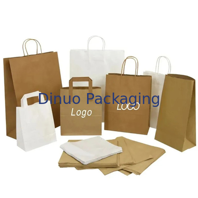 Sacs en papier brun kraft à main plate emballage alimentaire sacs à emporter