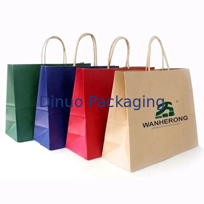 Sacs en papier brun kraft à main plate emballage alimentaire sacs à emporter