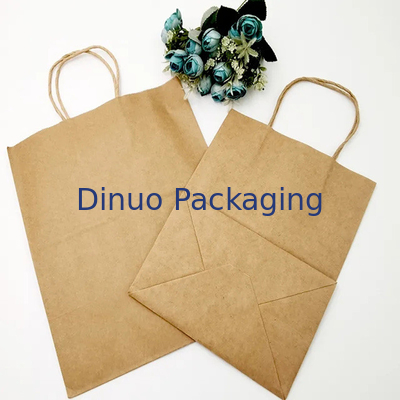 Sac d'emballage en papier Kraft Sac cadeau artisanat magasinage sac biodégradable avec poignée tordue