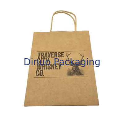 Sac de magasinage en papier kraft brun personnalisé Sac cadeau en papier recyclé avec poignée