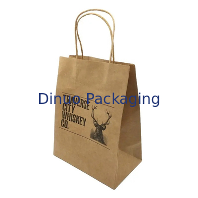 Sac de magasinage en papier kraft brun personnalisé Sac cadeau en papier recyclé avec poignée