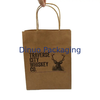 Sac de magasinage en papier kraft brun personnalisé Sac cadeau en papier recyclé avec poignée