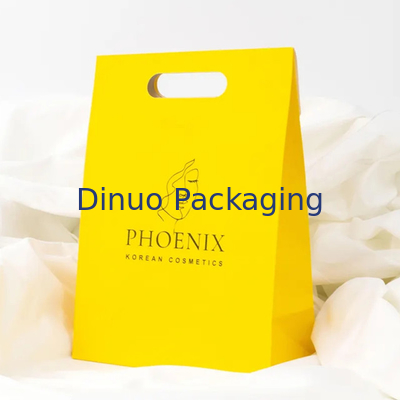 Emballage de vêtements Manche à découpe à découpe magasinage Sac en papier kraft sac cadeau jaune personnalisé