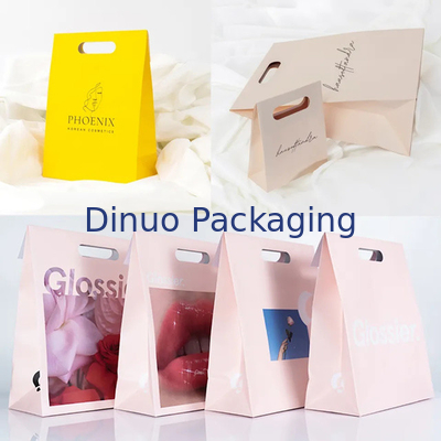 Emballage de vêtements Manche à découpe à découpe magasinage Sac en papier kraft sac cadeau jaune personnalisé