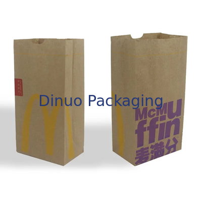 Taille personnalisée de nourriture à fond plat, sac en papier kraft mince, sans poignée avec logo