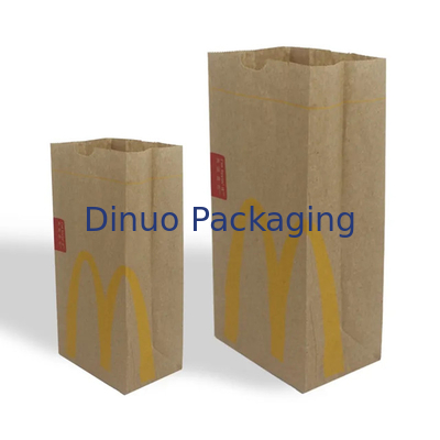 Taille personnalisée de nourriture à fond plat, sac en papier kraft mince, sans poignée avec logo
