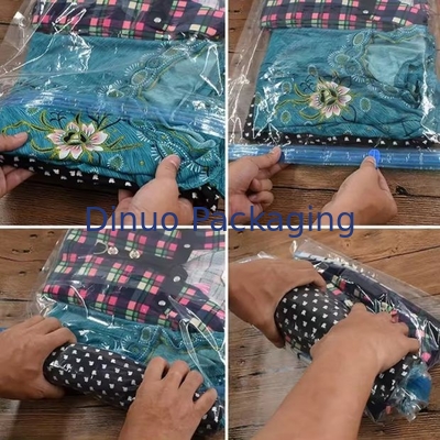Sac de voyage à vide personnalisé sac de rangement en plastique d'emballage à main sac à vide à rouleaux avec fermeture à glissière pour bagages