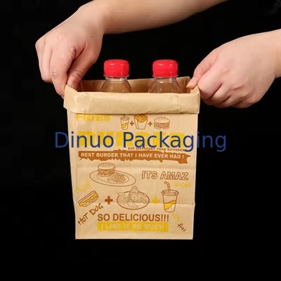Taille personnalisée Sacs en papier kraft brun jetables pour le pain, les sandwichs et les aliments à fond plat