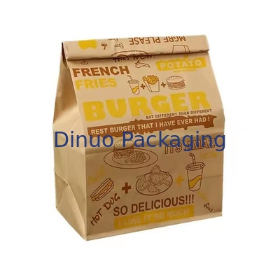 Taille personnalisée Sacs en papier kraft brun jetables pour le pain, les sandwichs et les aliments à fond plat