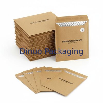 60 à 180 grammes Kraft Bubble Mailers Poly Bubble à l'intérieur du matériel Pack de 15 enveloppes de protection