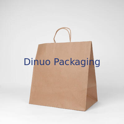 Recyclable Custom Brown and White Eco Kraft Handle Paper Bags