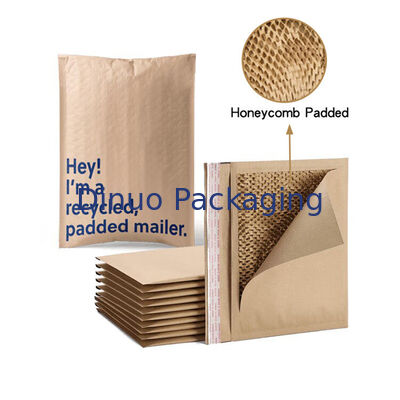 Enveloppe en papier kraft compostable sur mesure, recyclable à 100%, biodégradable, en faisceau de miel, rembourré, emballage d'expédition, sacs à lettres