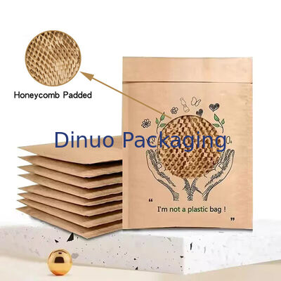 Enveloppe en papier kraft compostable sur mesure, recyclable à 100%, biodégradable, en faisceau de miel, rembourré, emballage d'expédition, sacs à lettres