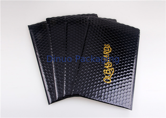 Imperméabilisez les enveloppes métalliques noires imprimées d'expédition, annonces faites sur commande de bulle de 180x165 #CD-DCD