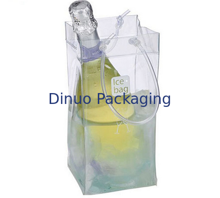Sacs faits sur commande d'emballage de PVC, sac de glace en plastique clair de refroidisseur pour l'emballage de vin