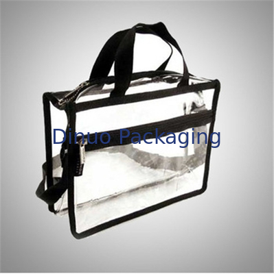 Le sac transparent recyclable de tirette de PVC/stockage de voyage met en sac avec la poignée