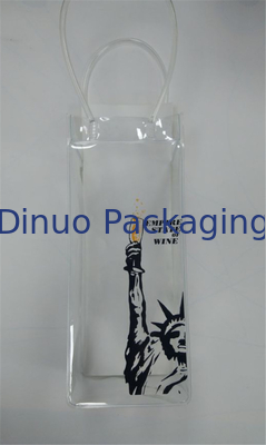Sac de glace en plastique de sac transparent imperméable de PVC avec la poignée écologique