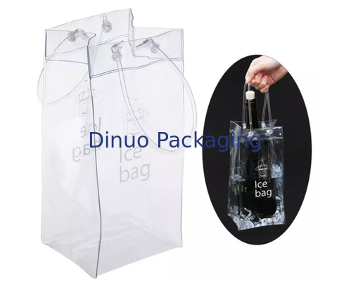 Sacs d'emballage de PVC de poignée de ficelle de sécurité, sacs en plastique réutilisables de refroidisseur de vin