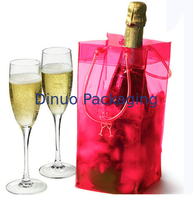 Sac de glace en plastique de sac transparent imperméable de PVC avec la poignée écologique