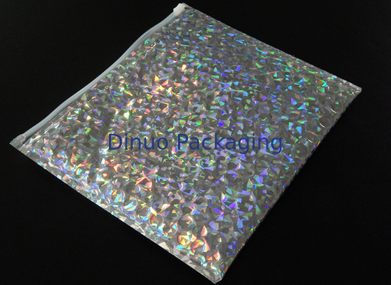 annonces olographes brillantes d'enveloppe de bulle de 220x160mm avec le sac cosmétique de coup d'oeil de bulle de tirette