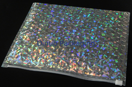 annonces olographes brillantes d'enveloppe de bulle de 220x160mm avec le sac cosmétique de coup d'oeil de bulle de tirette