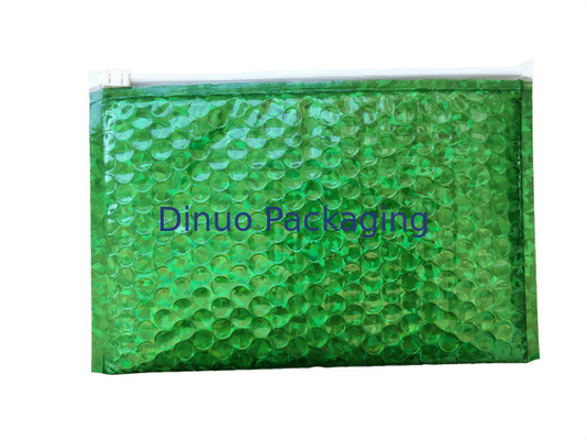 Sacs à bulles imperméables de tirette/annonces 300x250mm zip-lock olographes brillantes métalliques de bulle aluminium de vert