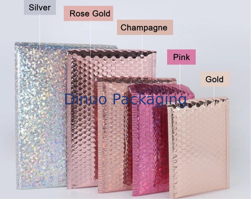 6 x 10 enveloppes matelassées imprimées faites sur commande bouillonnent des sacs d'envoi scintillent aluminium métallique